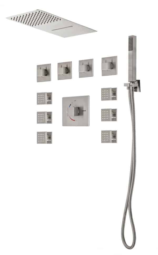 Shower Set Square Trim Brushed Nickel