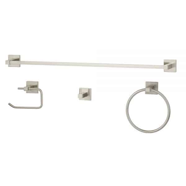 Apogee® Bathroom Hardware Set Brushed Nickel 24" Square (4PC)