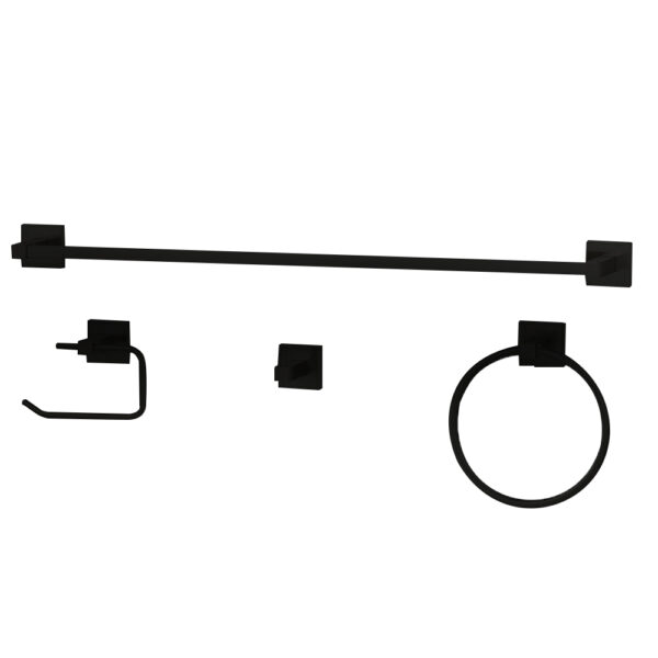 Apogee® Bathroom Hardware Set Matte Black 24" Square (4PC)